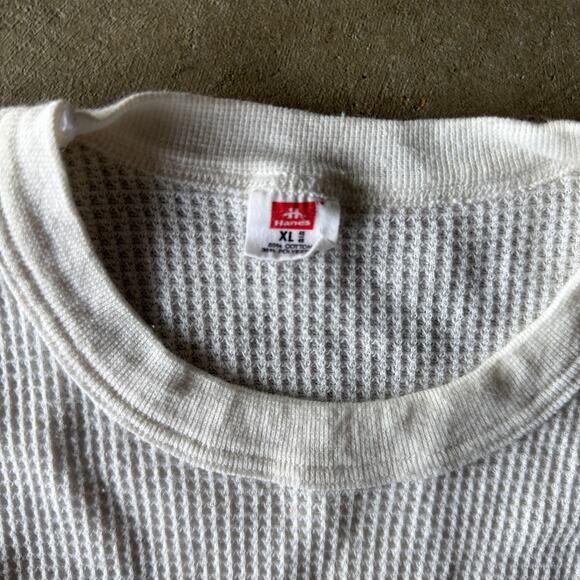 VINTAGE 80S HANES WAFFLE KNIT THERMAL WARM OUTDOORS LAYERS GRUNGE MENS XL - Picture 4 of 5